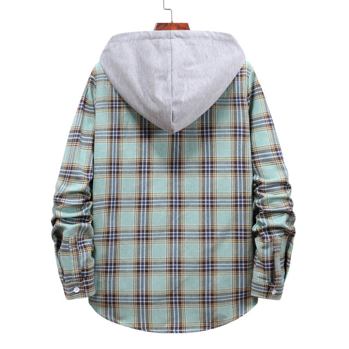 Men's Flannel Shirt Jacket with Integrated Hood Lune London