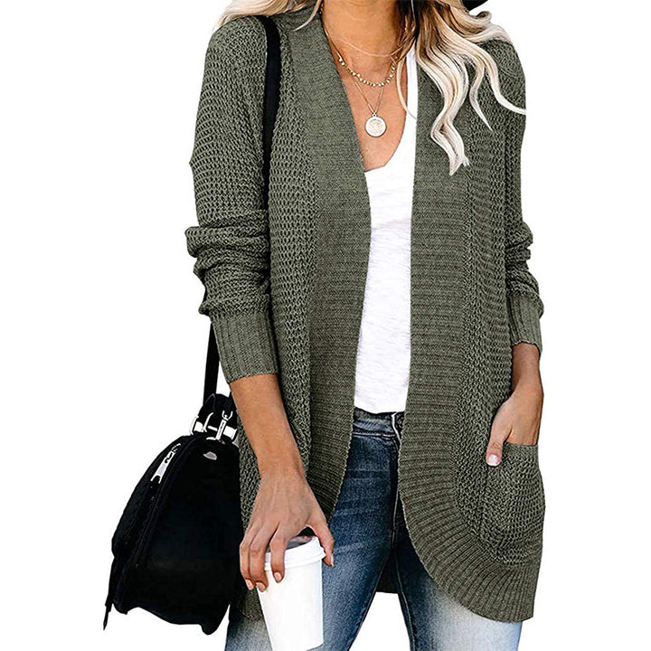 Ladies Casual Knit Vest with Open Front and Practical Pockets Lune London