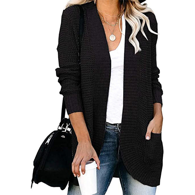 Ladies Casual Knit Vest with Open Front and Practical Pockets Lune London