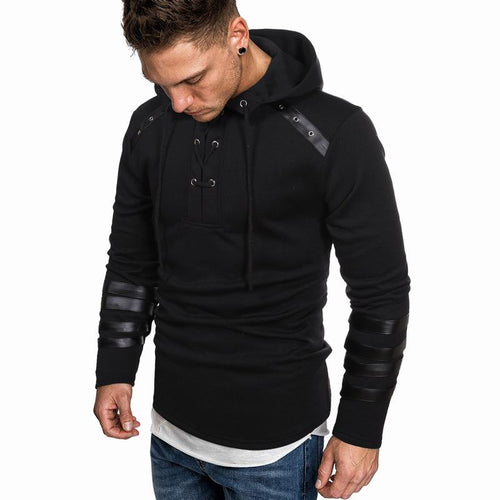 Men's hoodie with trendy leather details Lune London