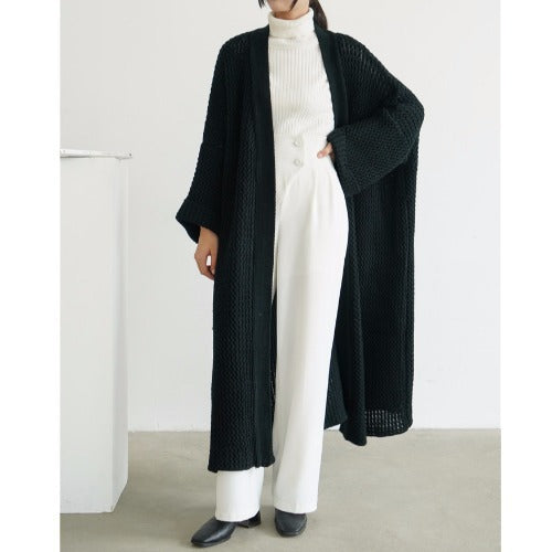 Casual knitted coat for women with open front and voluminous sleeves Lune London