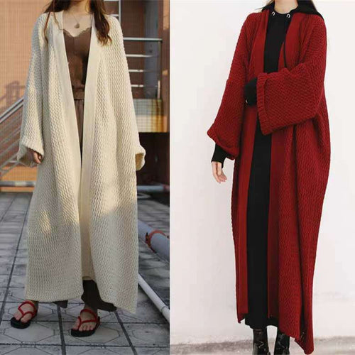 Casual knitted coat for women with open front and voluminous sleeves Lune London