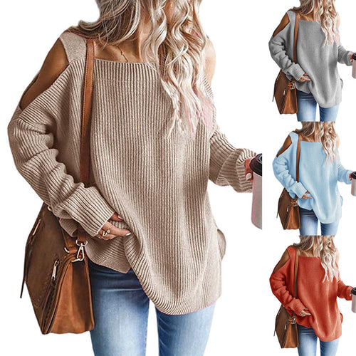 Chunky knit off-shoulder sweater for women Lune London