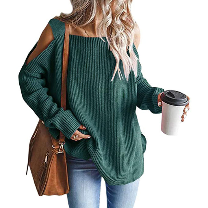 Knitted women's pullover with off-shoulder and modern details Lune London