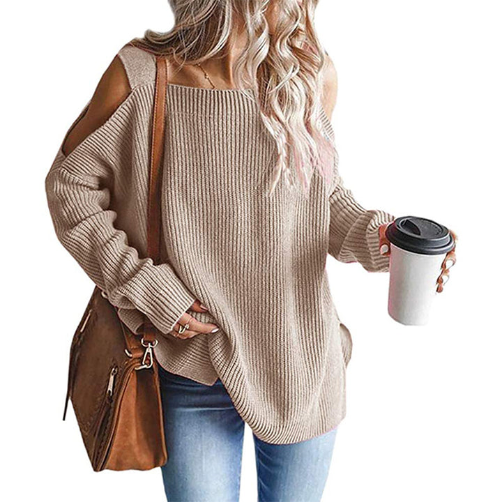 Knitted women's pullover with off-shoulder and modern details Lune London