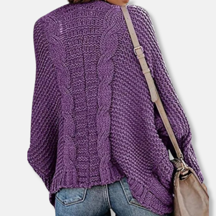 Lune London | Wool Oversized Cardigan - Ribbed Open Front Pocket Cardigan