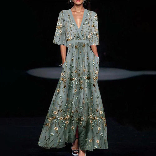 Lune London | Long Green Dress with Half Sleeve
