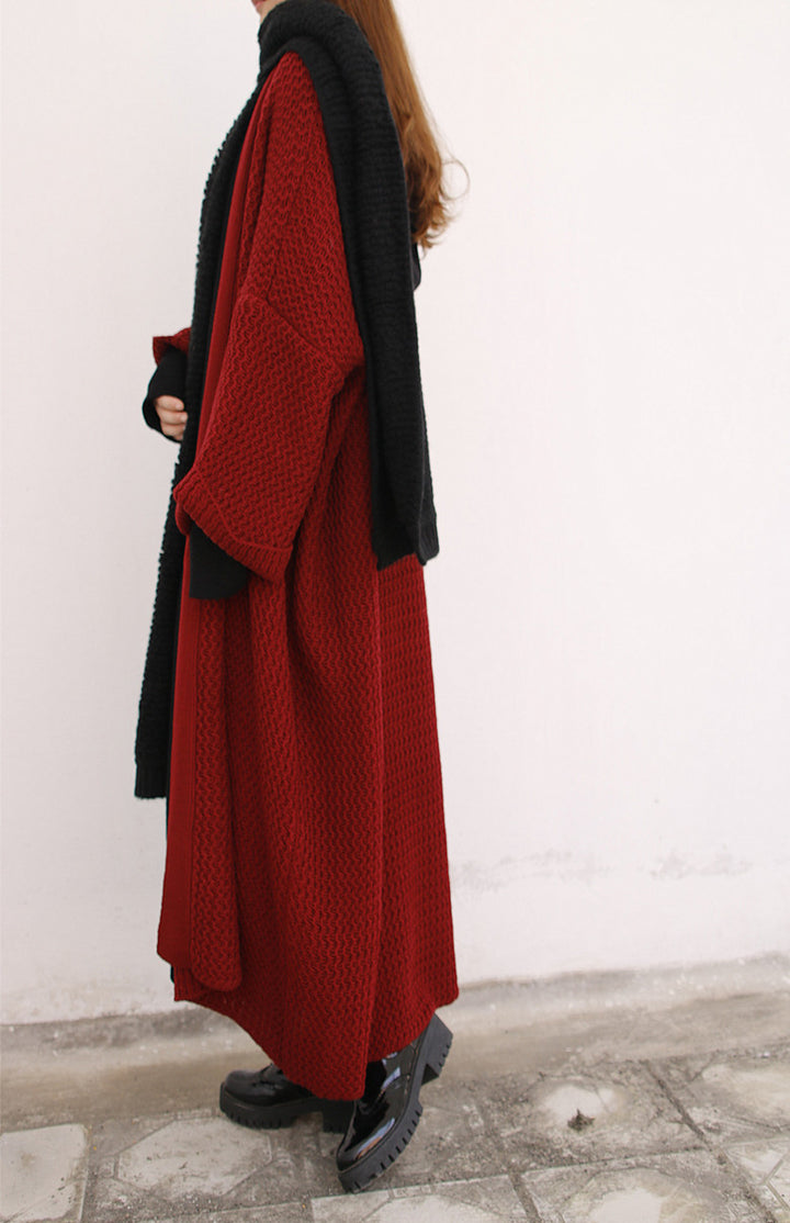 Casual knitted coat for women with open front and voluminous sleeves Lune London
