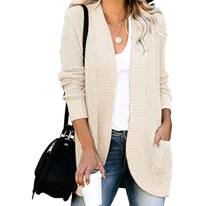 Ladies Casual Knit Vest with Open Front and Practical Pockets Lune London