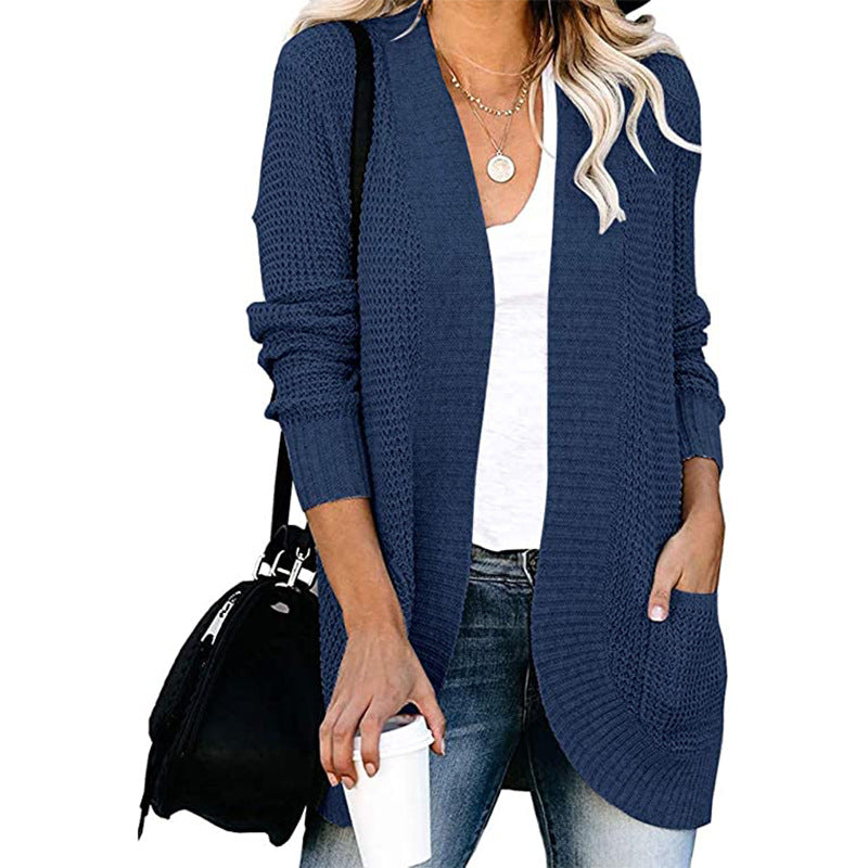 Ladies Casual Knit Vest with Open Front and Practical Pockets Lune London