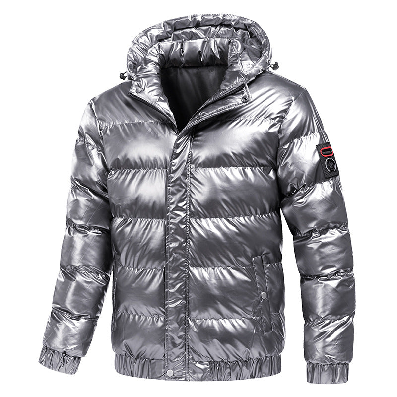 Insulated jacket for men with a shiny surface and hood Lune London