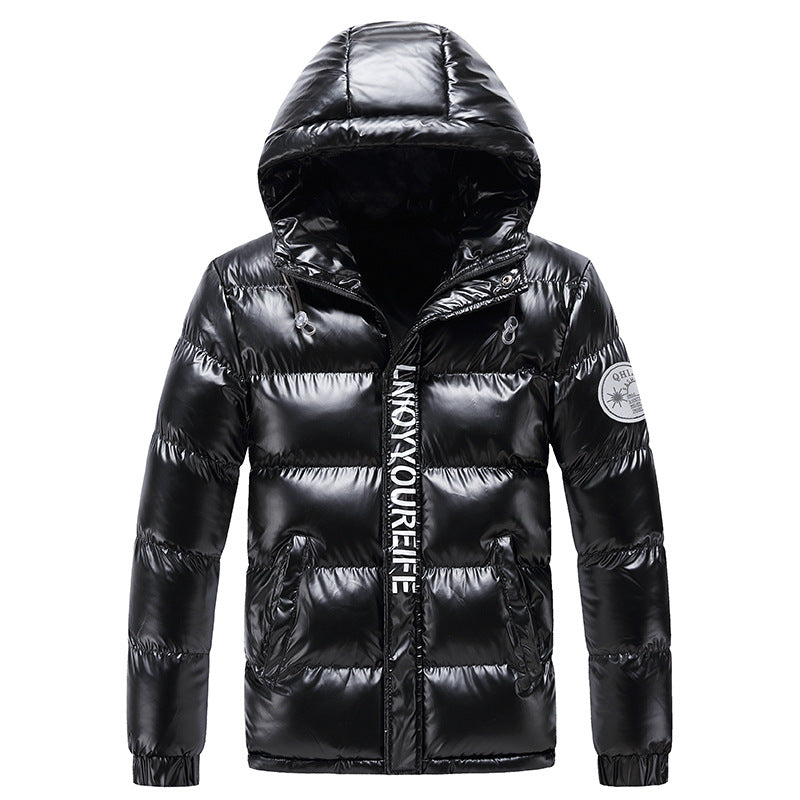 Shiny quilted jacket for men with hood Lune London
