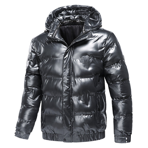Shiny functional jacket for men with hood and elastic cuffs Lune London