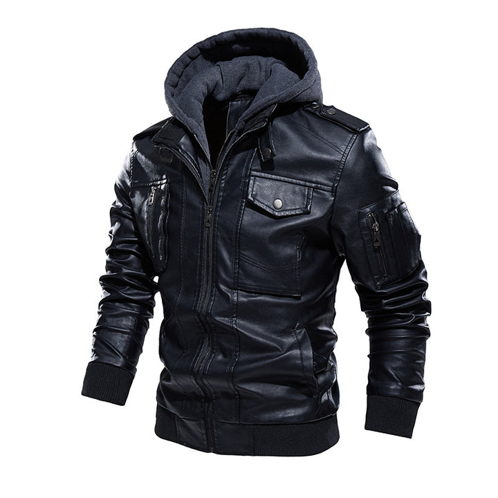 Faux leather jacket for men with removable hood Lune London