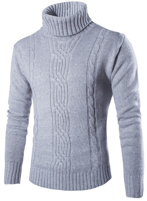 Pull-over tricot tendance pour hommes avec col montant et structure à torsades raffinée Lune London