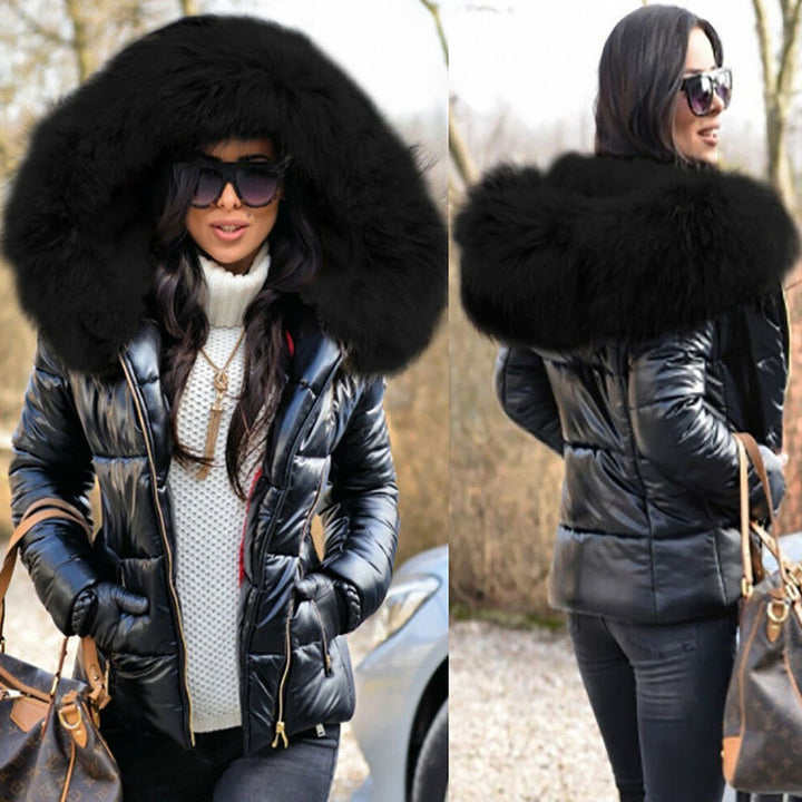 Ladies Fashion Quilted Jacket with Faux Fur Collar Lune London