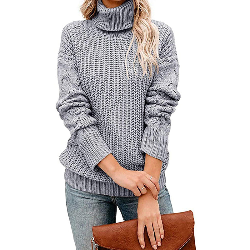 Ladies Turtleneck Thick Knit Sweater Lune London