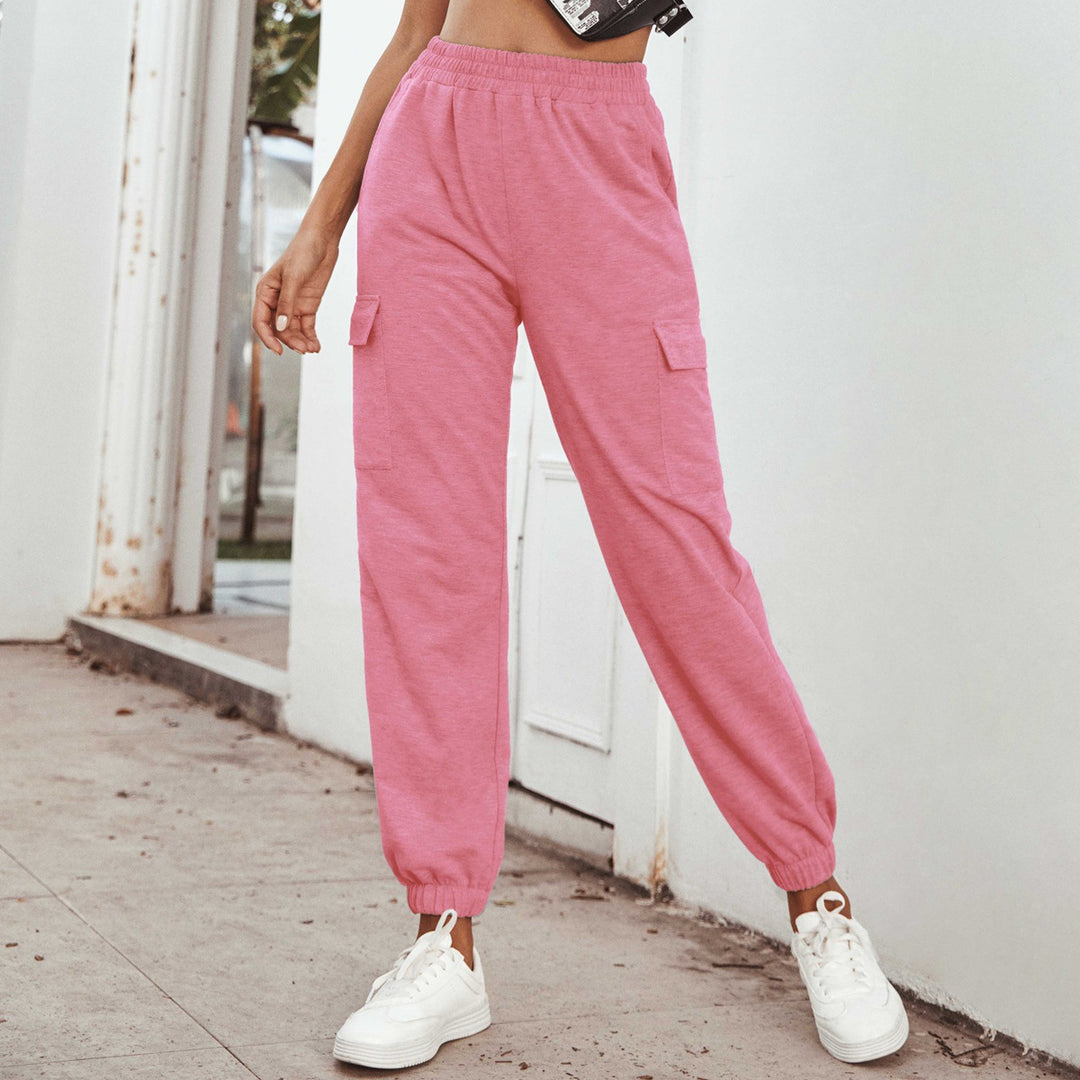Pantalons cargo pour femmes au style décontracté avec une taille élastique et des poches latérales pratiques Chic & Stil