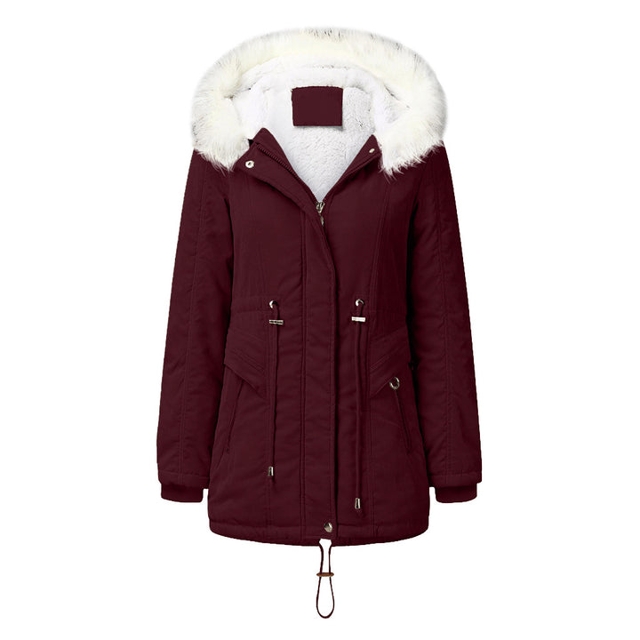 Fashion winter parka for women with removable faux fur collar and adjustable waist drawstring Lune London