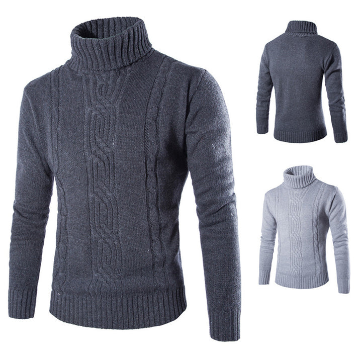 Pull-over tricot tendance pour hommes avec col montant et structure à torsades raffinée Lune London