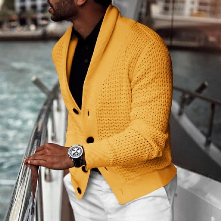 Lune London | Men's cardigan with textured design and elegant shawl collar