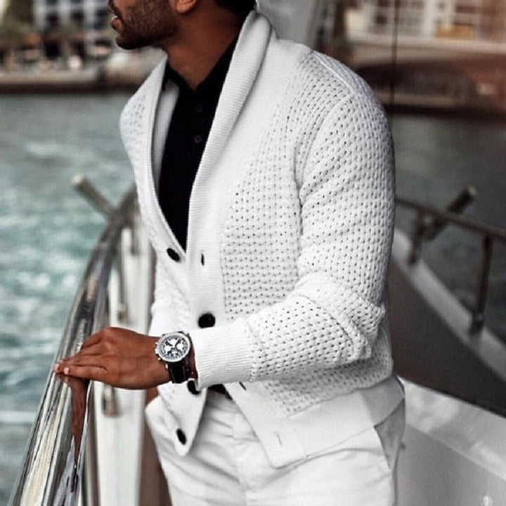 Lune London | Men's cardigan with textured design and elegant shawl collar