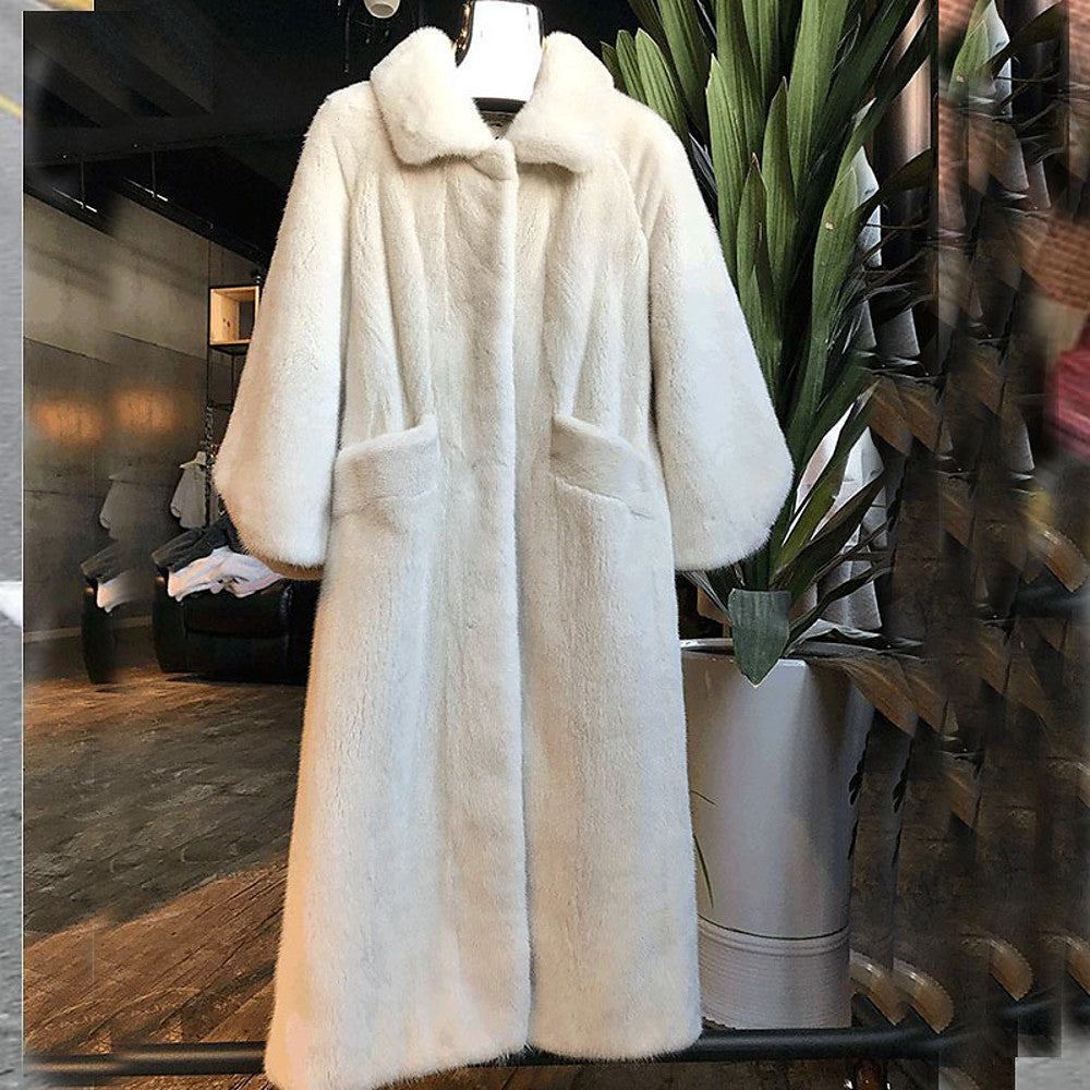 Women Fluffy Long Coat with Wide Belt Lune London