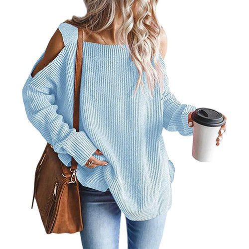Knitted women's pullover with off-shoulder and modern details Lune London