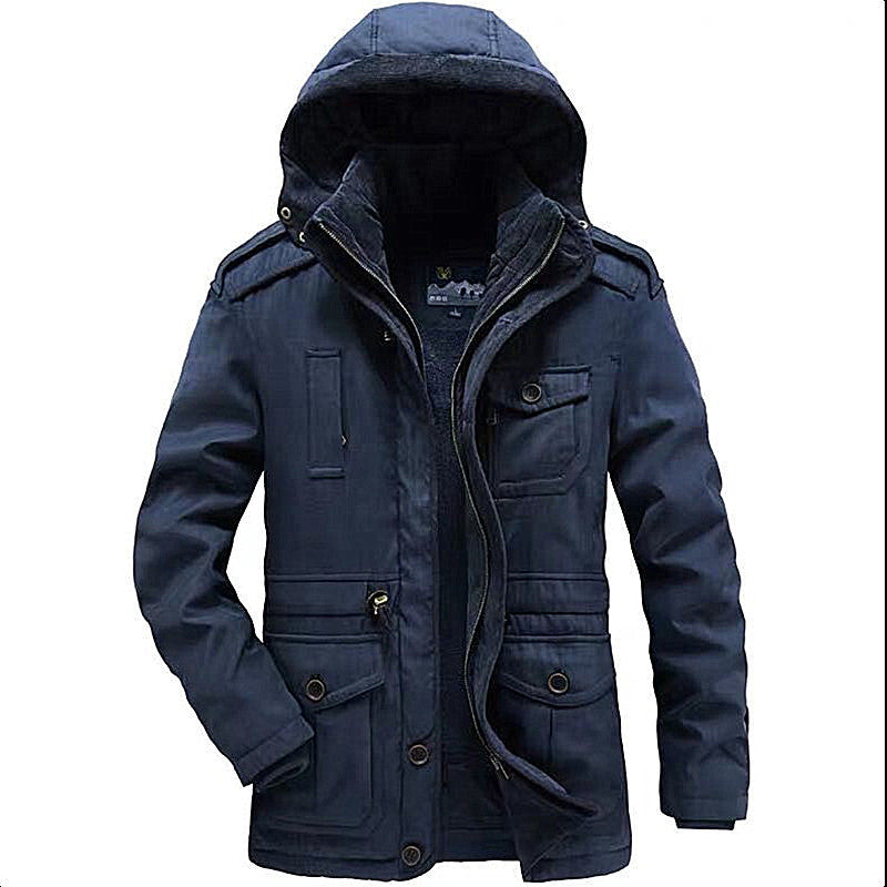 Veste de plein air multifonctionnelle pour hommes avec intérieur rembourré et design de capuche ajustable Chic und Stil