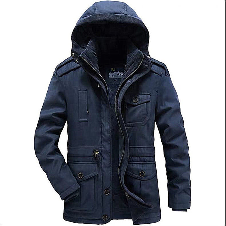Veste de plein air multifonctionnelle pour hommes avec intérieur rembourré et design de capuche ajustable Chic und Stil