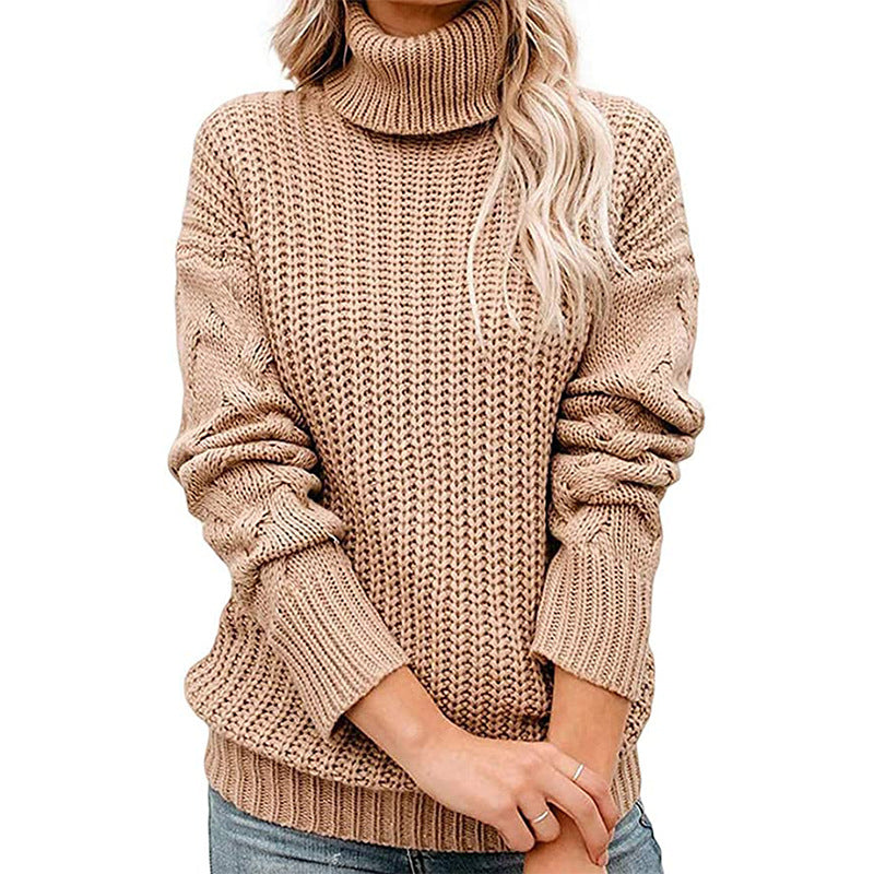 Ladies Turtleneck Thick Knit Sweater Lune London