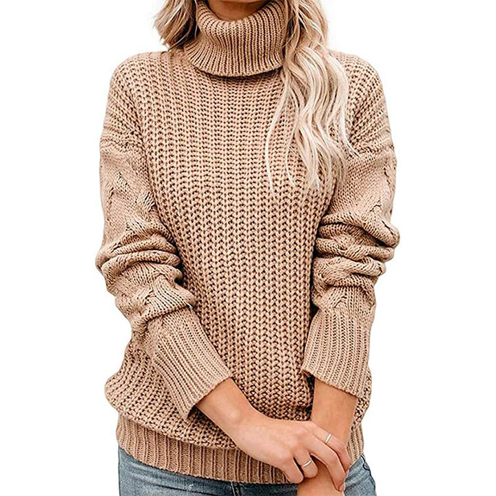Ladies Turtleneck Thick Knit Sweater Lune London