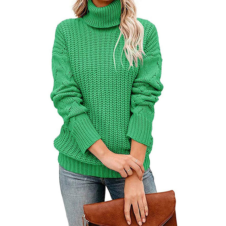 Ladies Turtleneck Thick Knit Sweater Lune London
