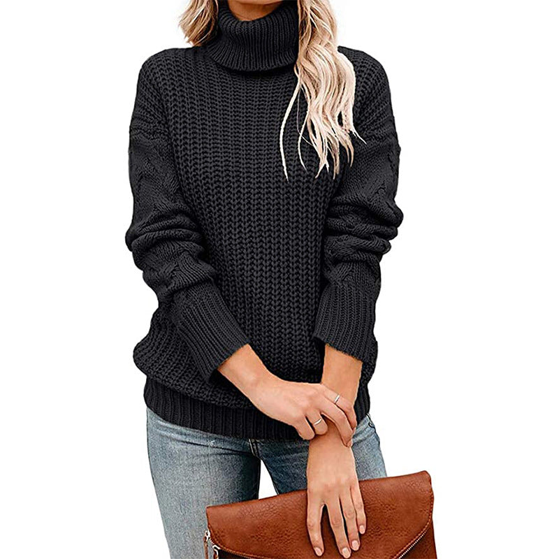 Ladies Turtleneck Thick Knit Sweater Lune London