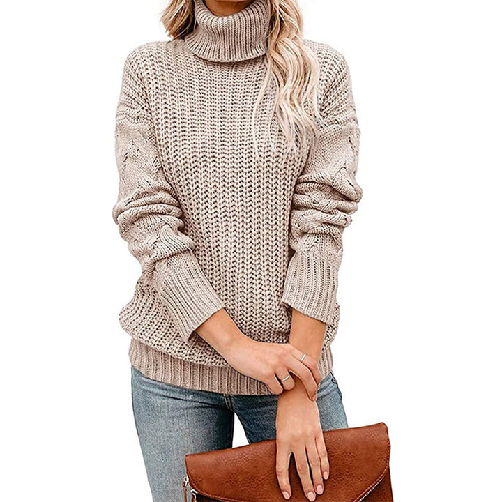 Ladies Turtleneck Thick Knit Sweater Lune London