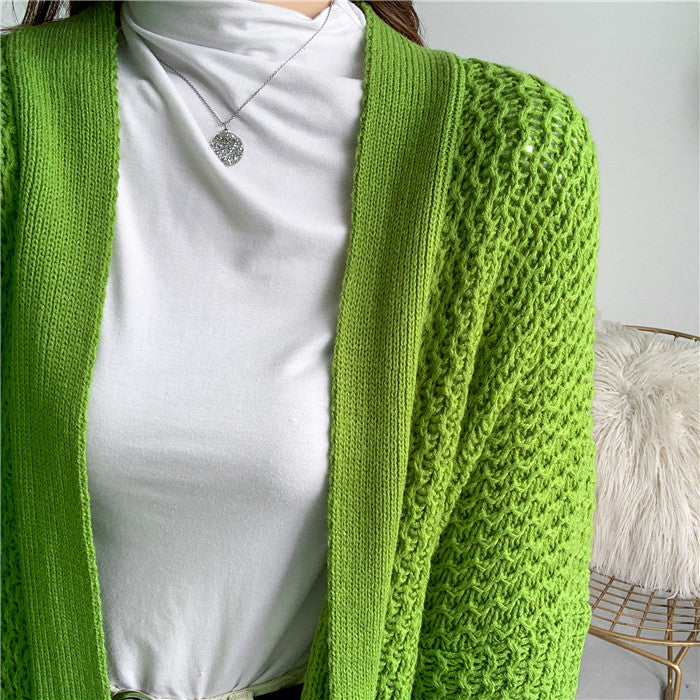 Casual knitted coat for women with open front and voluminous sleeves Lune London