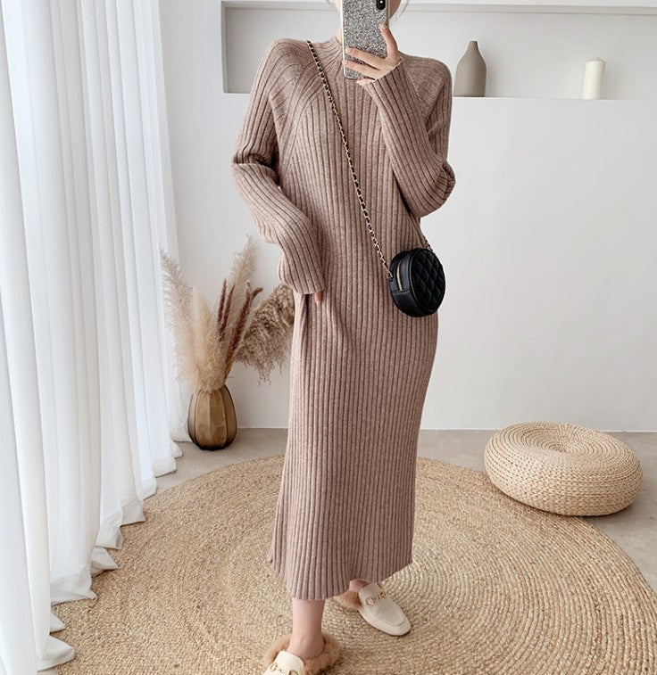 Knit dress for women with an attractive ribbed design and elegant cut details Lune London