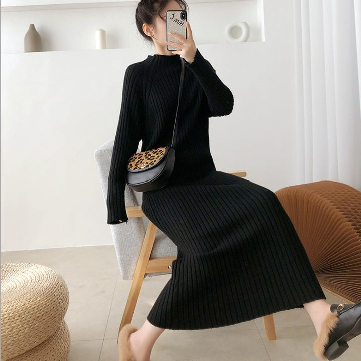 Knit dress for women with an attractive ribbed design and elegant cut details Lune London