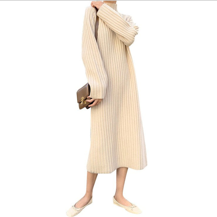 Knit dress for women with an attractive ribbed design and elegant cut details Lune London