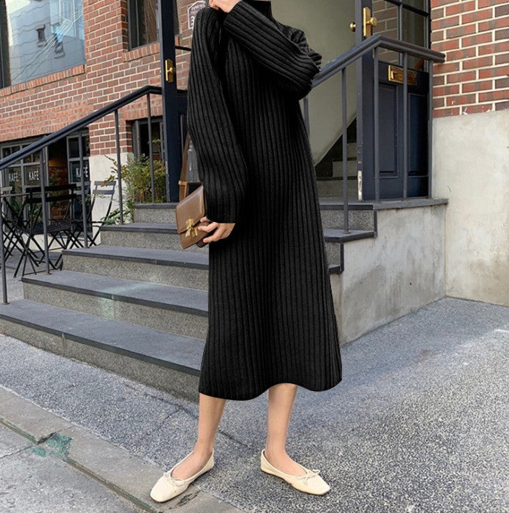 Knit dress for women with an attractive ribbed design and elegant cut details Lune London