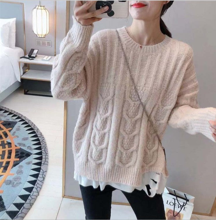 Thick knit pullover for women with cable pattern and relaxed fit Lune London