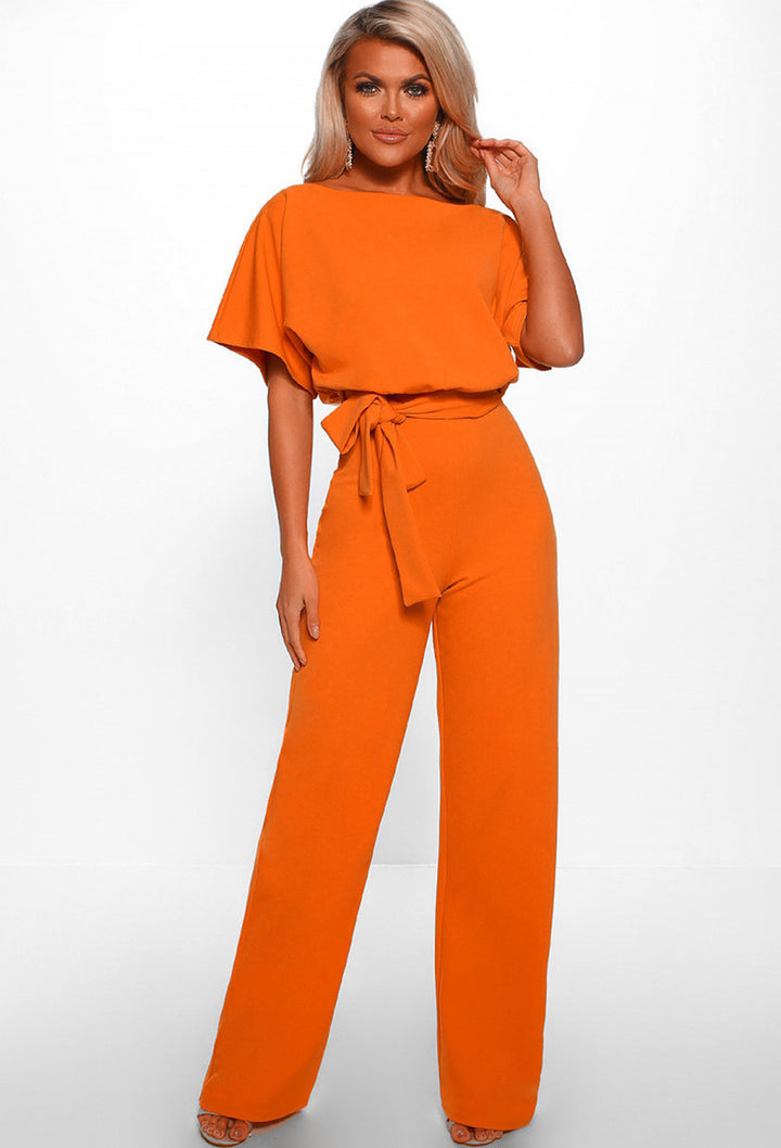 Ladies elegant wide-leg jumpsuit with chic and stylish waist detail