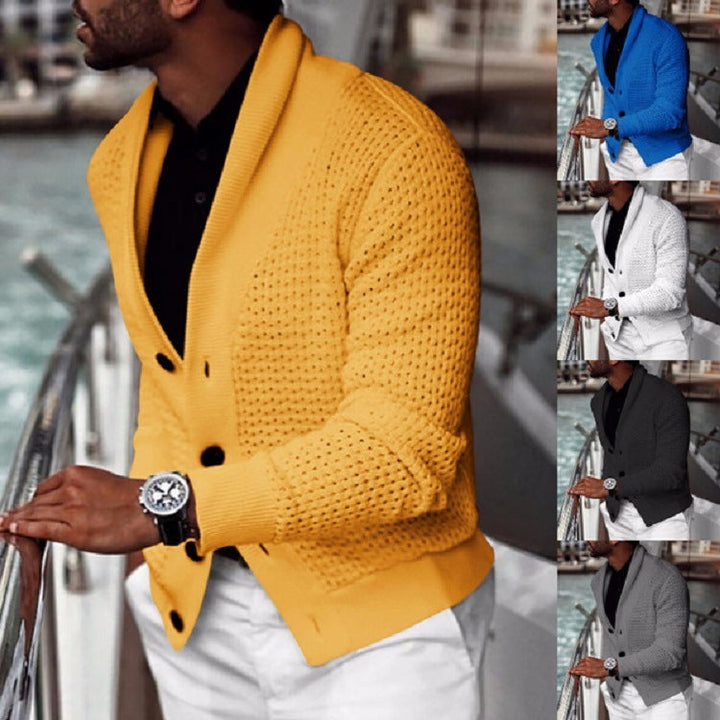 Lune London | Men's cardigan with textured design and elegant shawl collar