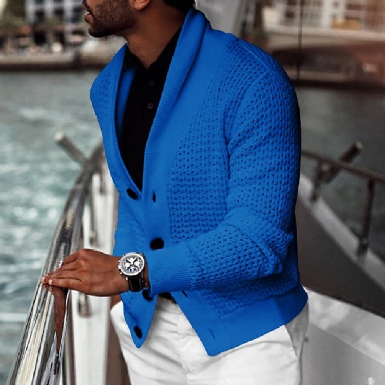 Lune London | Men's cardigan with textured design and elegant shawl collar