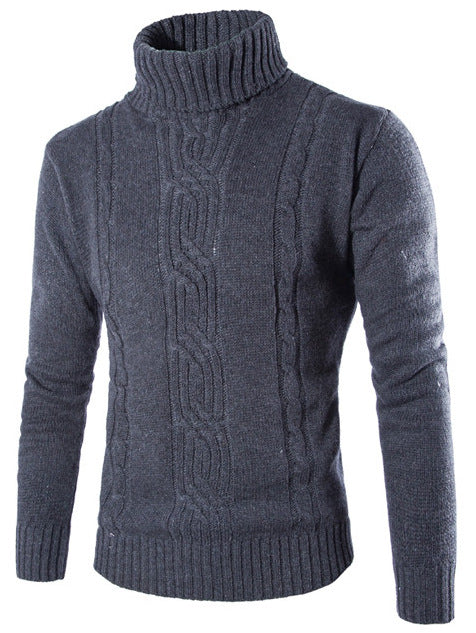 Pull-over tricot tendance pour hommes avec col montant et structure à torsades raffinée Lune London
