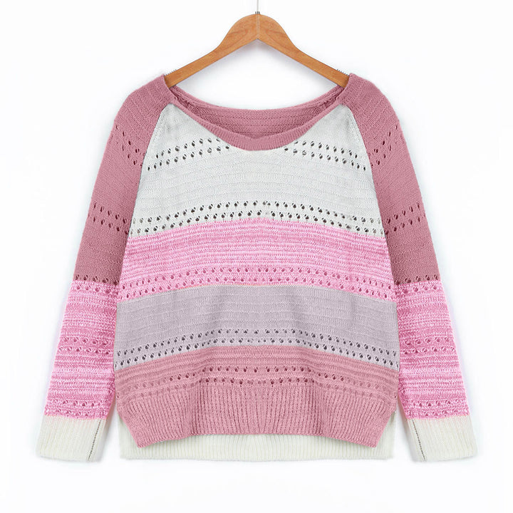 Knitted sweater for women with an original color design and a trendy openwork pattern Lune London