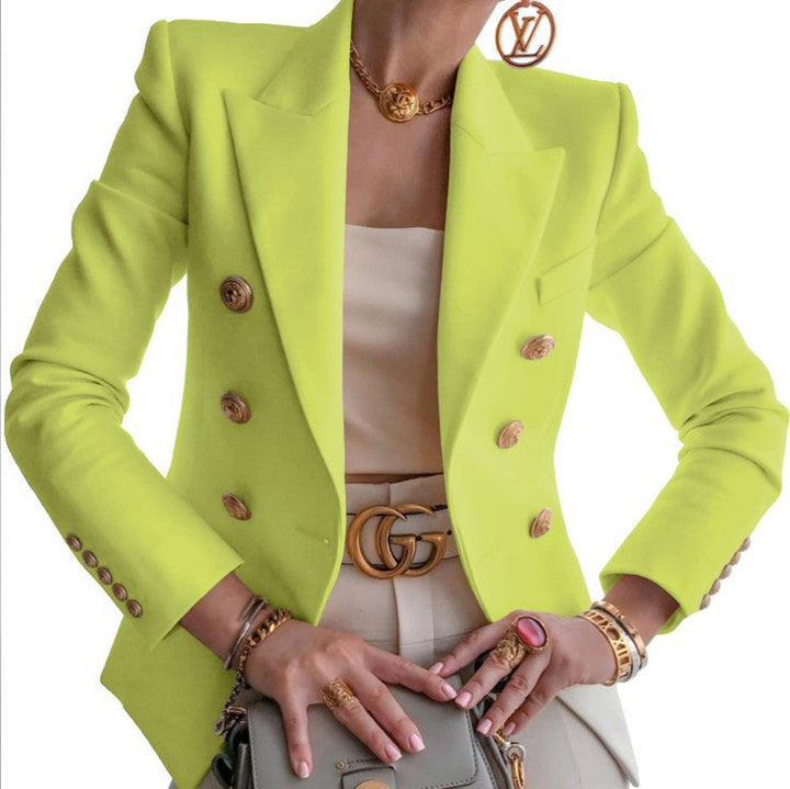 Women's Elegant Double-Breasted Blazer with Golden Buttons Lune London