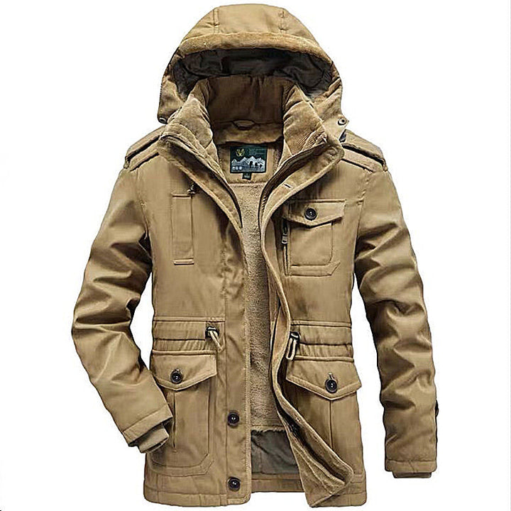 Veste de plein air multifonctionnelle pour hommes avec intérieur rembourré et design de capuche ajustable Chic und Stil
