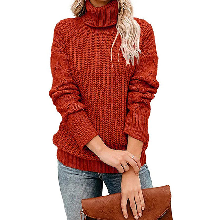 Ladies Turtleneck Thick Knit Sweater Lune London