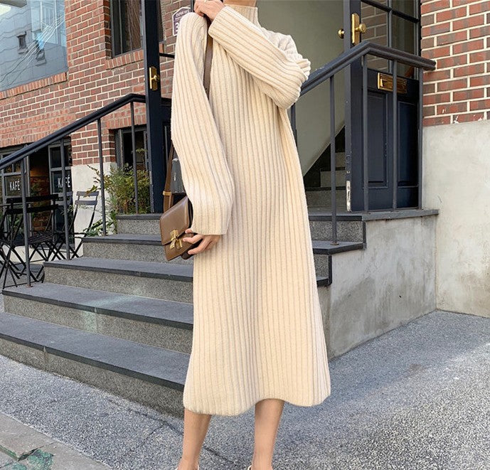 Knit dress for women with an attractive ribbed design and elegant cut details Lune London
